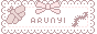 Arunyi art pixel button with cute lace border, bow, a centapede, and a moth.